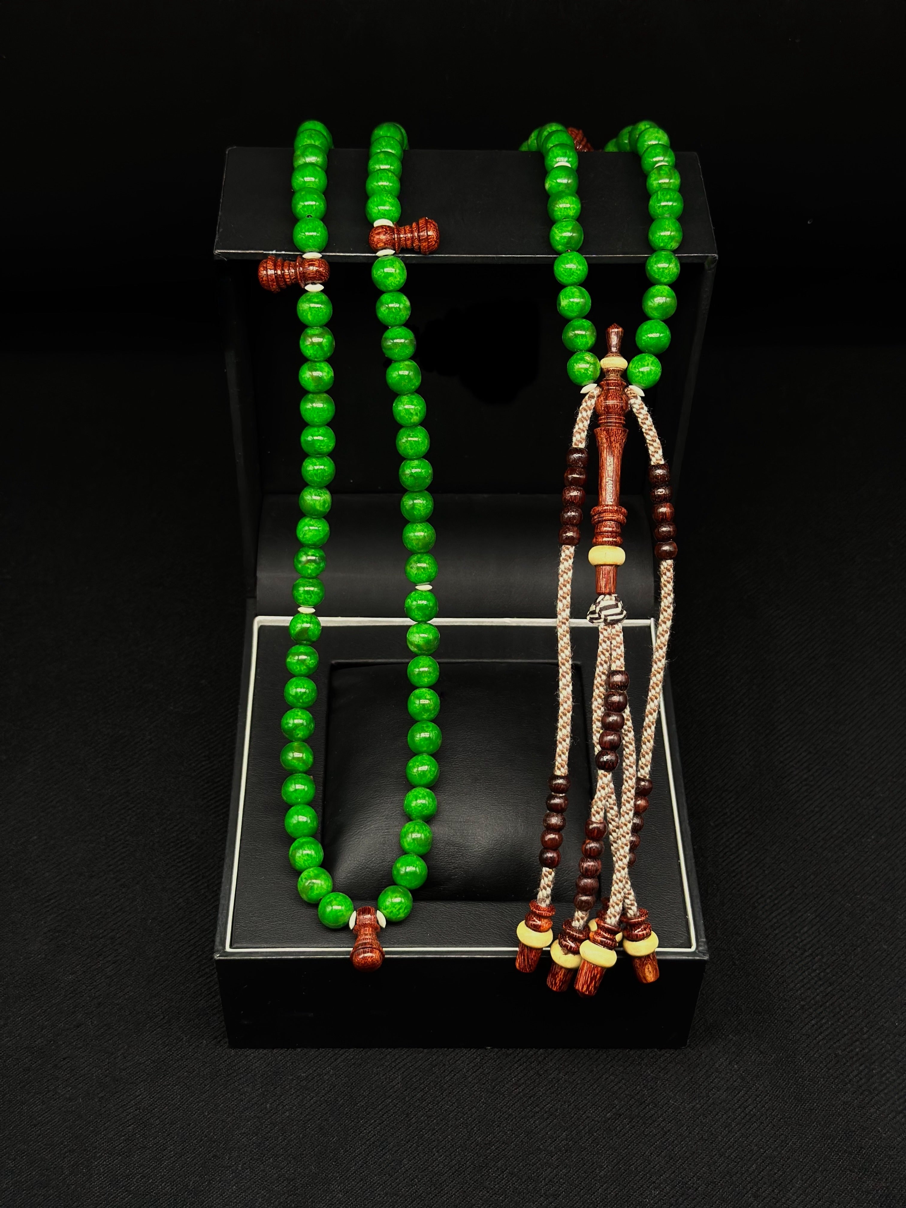 Green Marjan x Tamarind x Cow Bone Rumi Model Tasbih