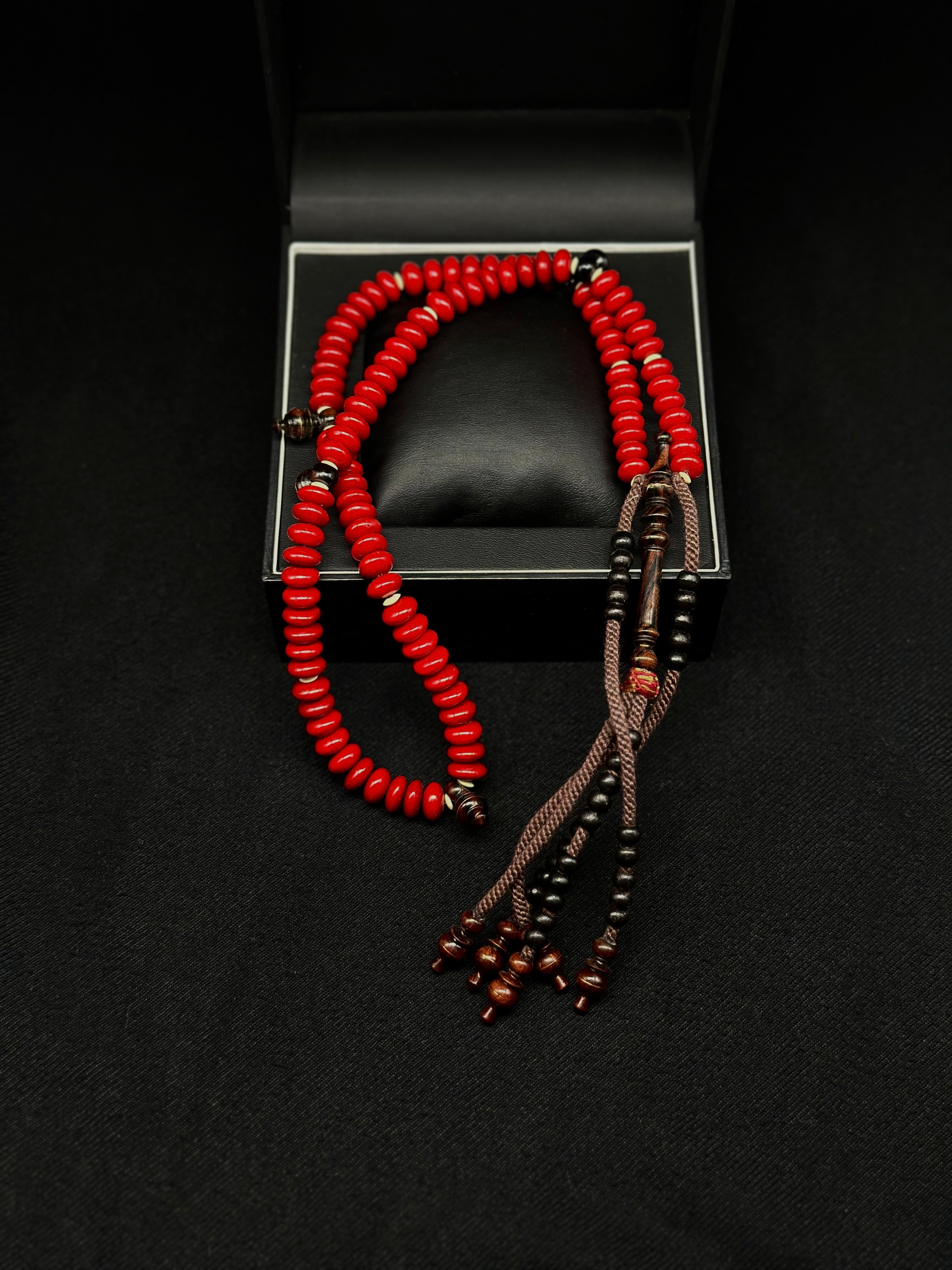 Pocket Sized Red Marjan x Ebony Tasbih