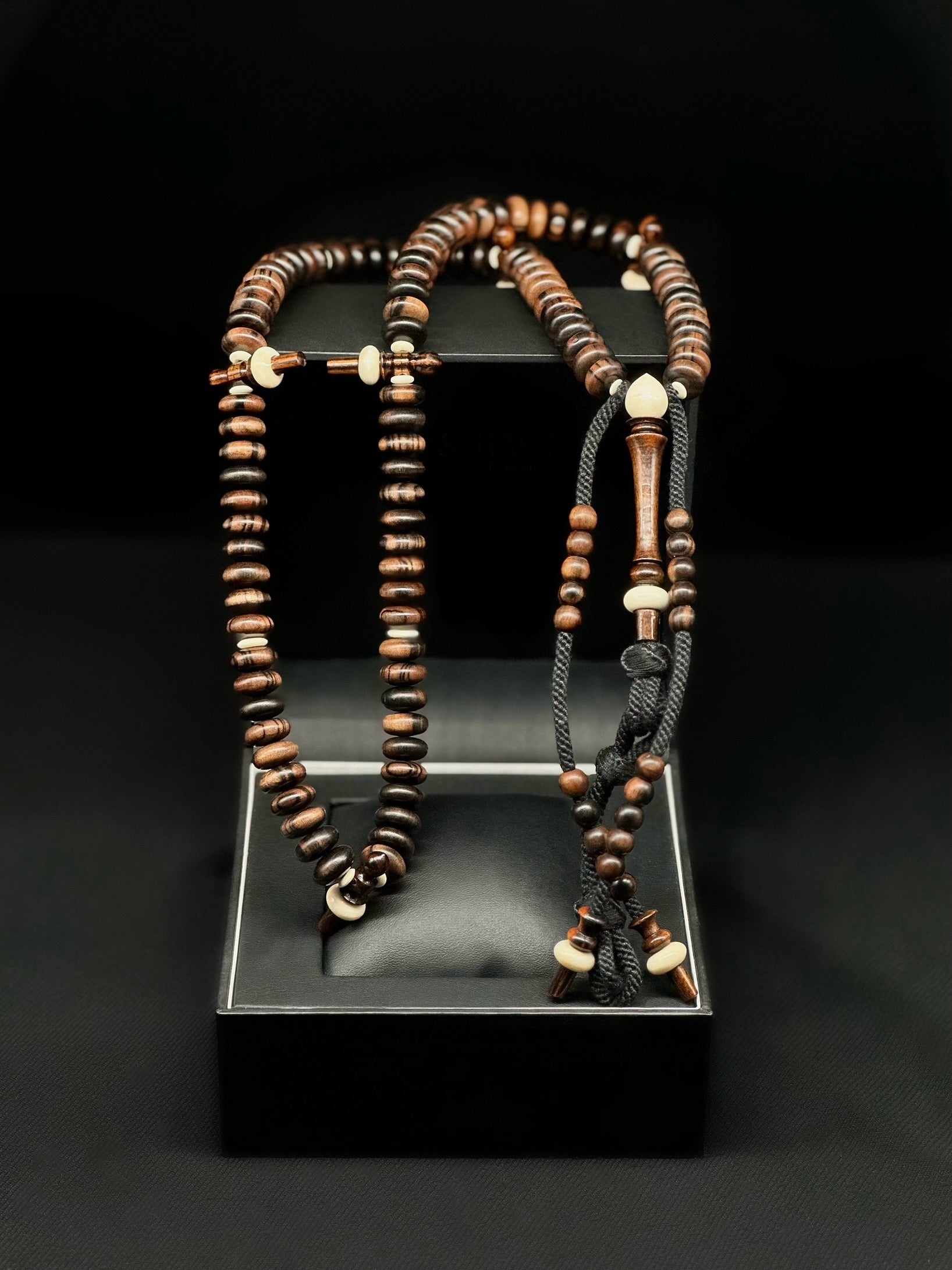 Tiger Ebony x Cow Bone Tasbih Mevlana Rumi Model