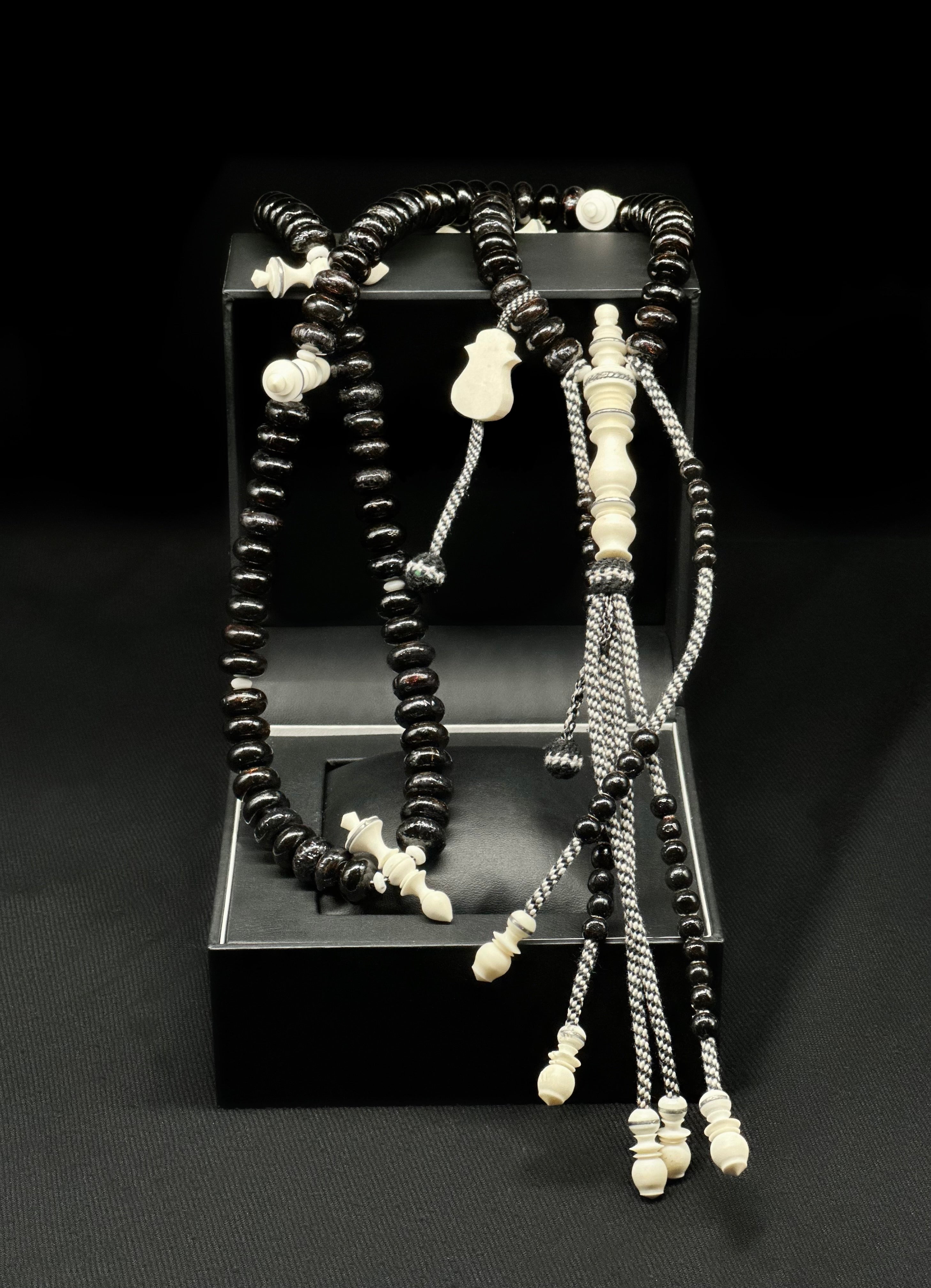 Black Yusr x Cow Bone Tasbih With Prophetic Sandal