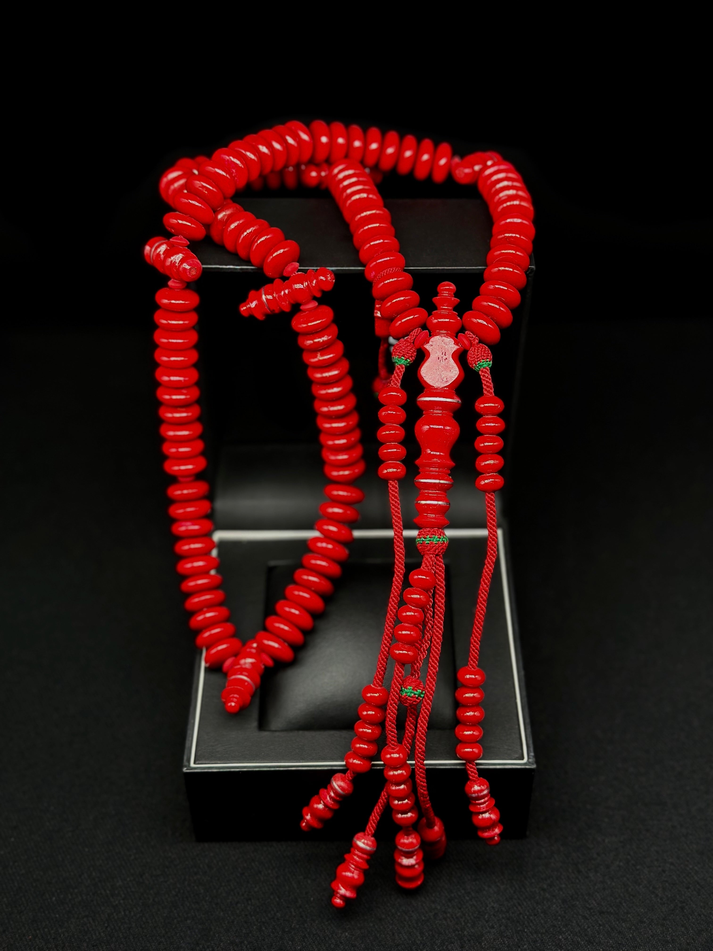 Full Red Marjan Tasbih With Prophetic Sandal