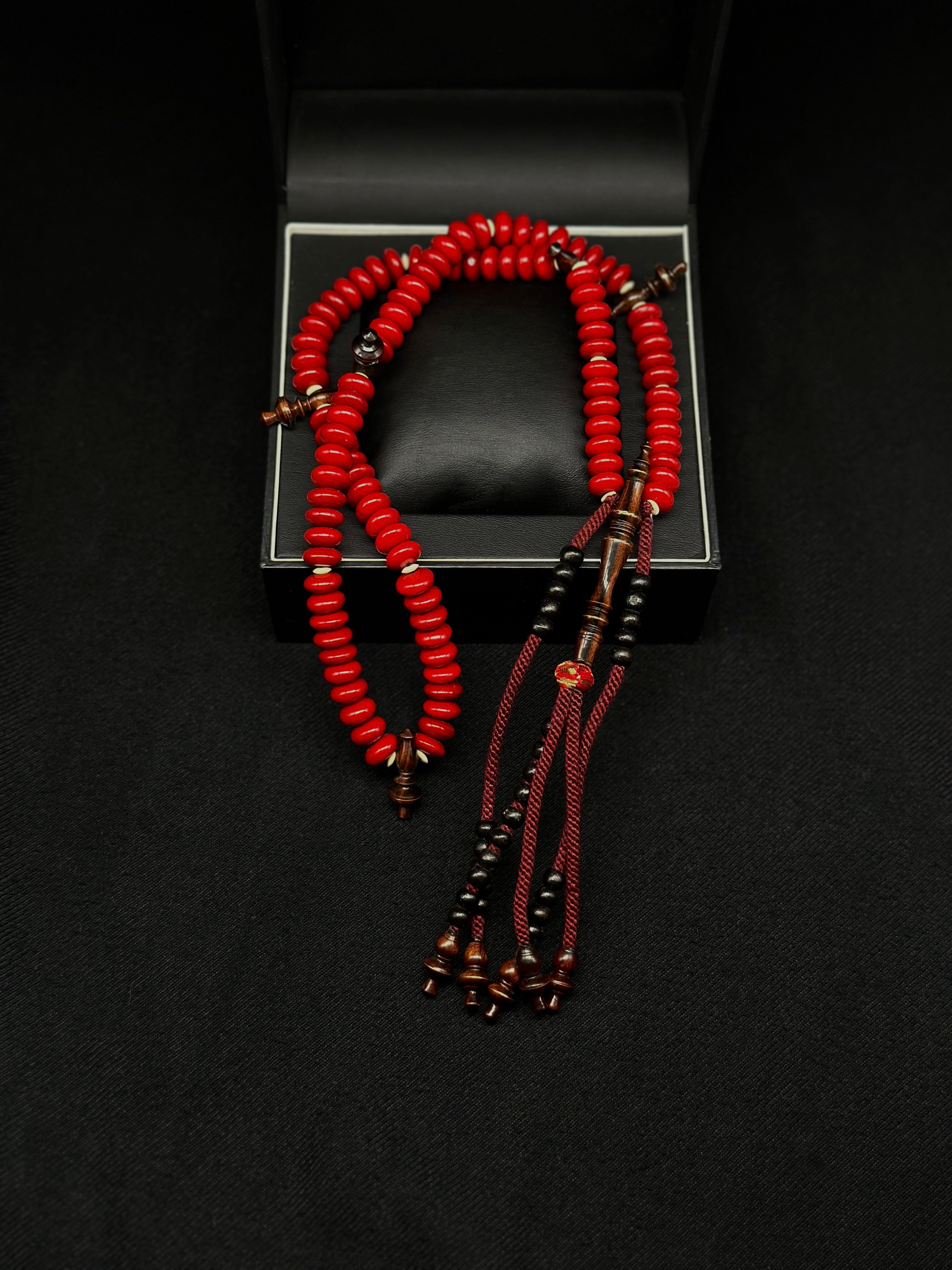 Pocket Sized Red Marjan x Ebony Tasbih