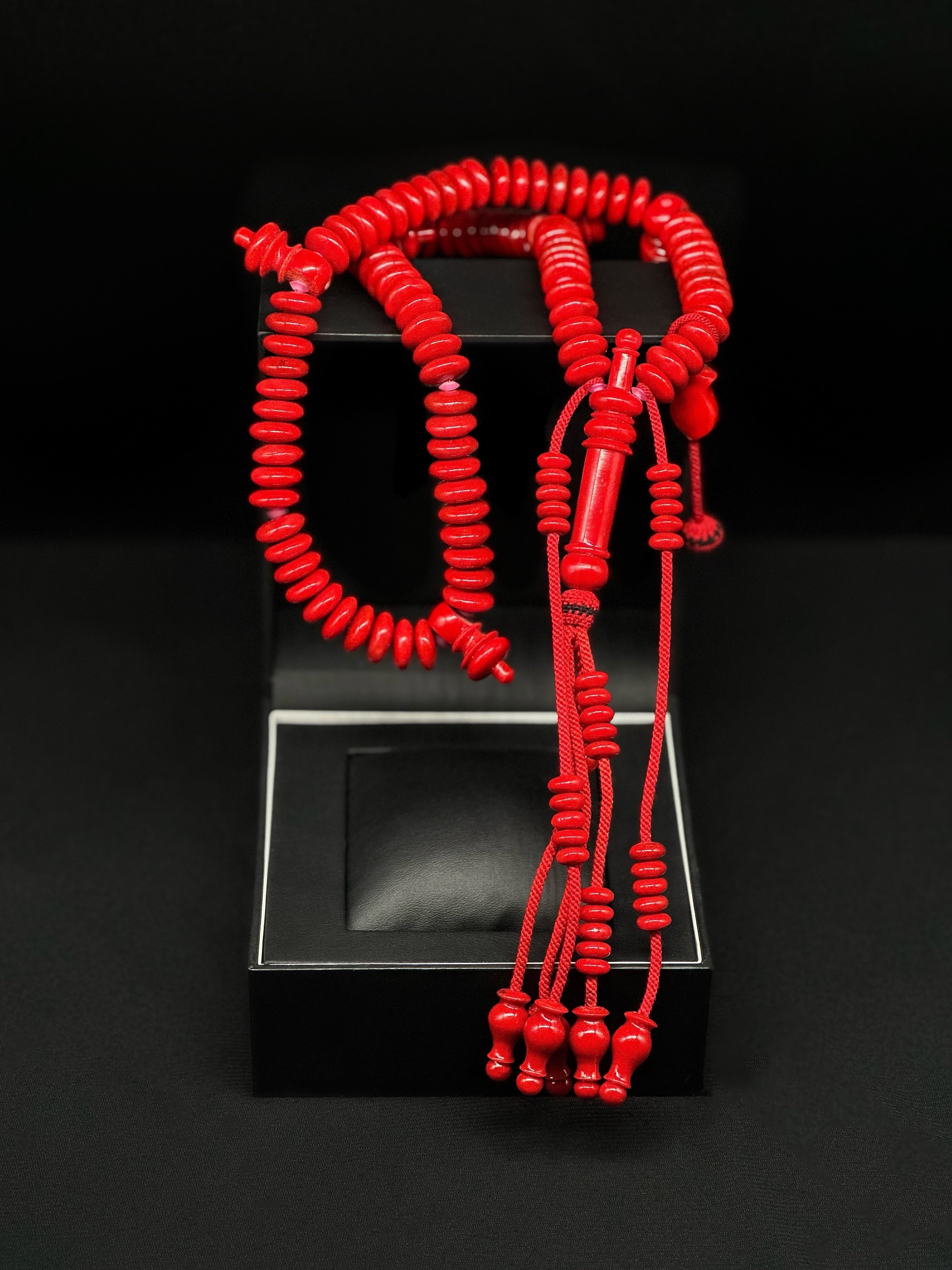 Red Marjan Tasbih With Prophetic Sandal