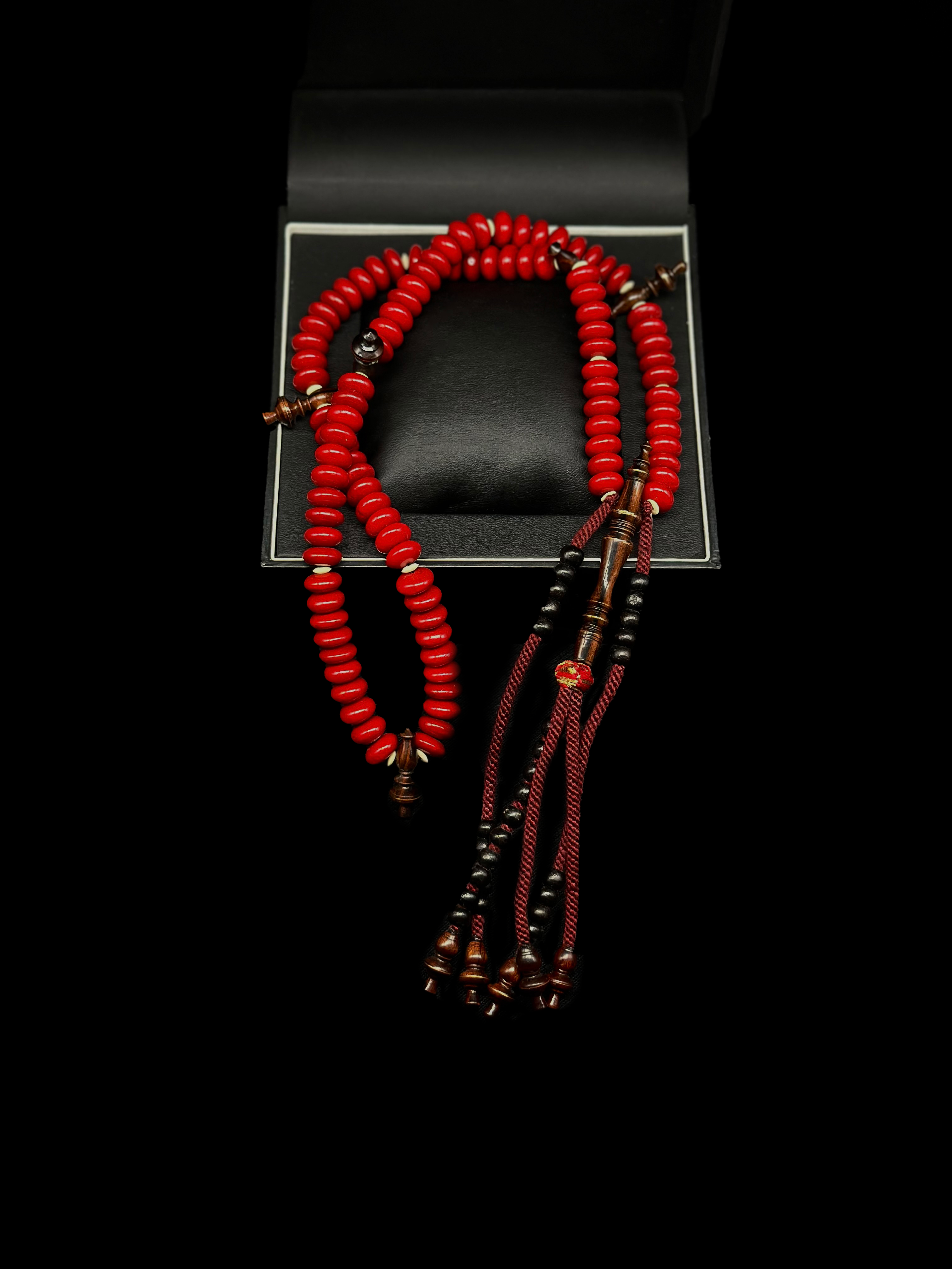 Pocket Sized Red Marjan x Ebony Tasbih