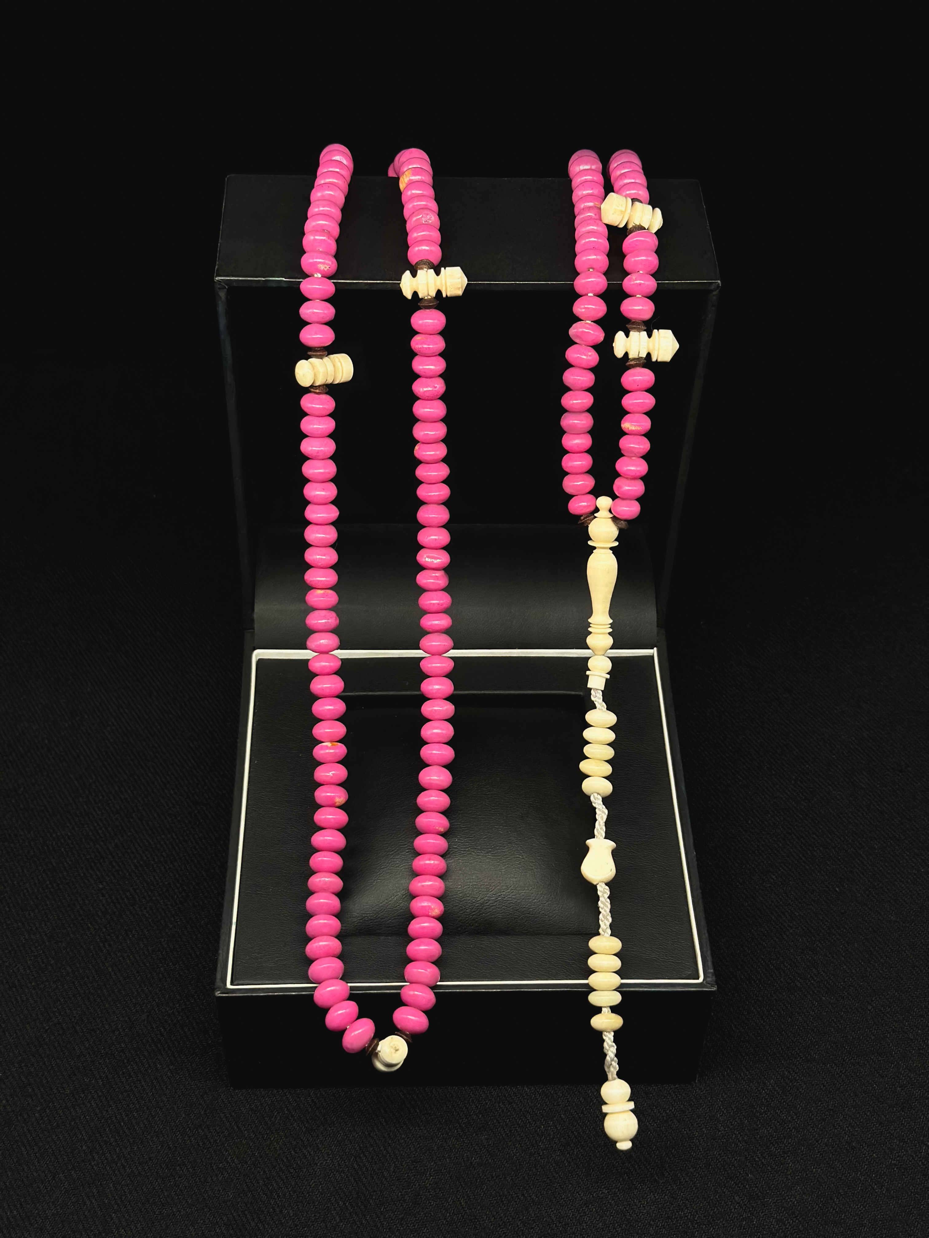 Pink Marjan x Cow Bone Tasbih 200 Beads With Prophetic Sandal