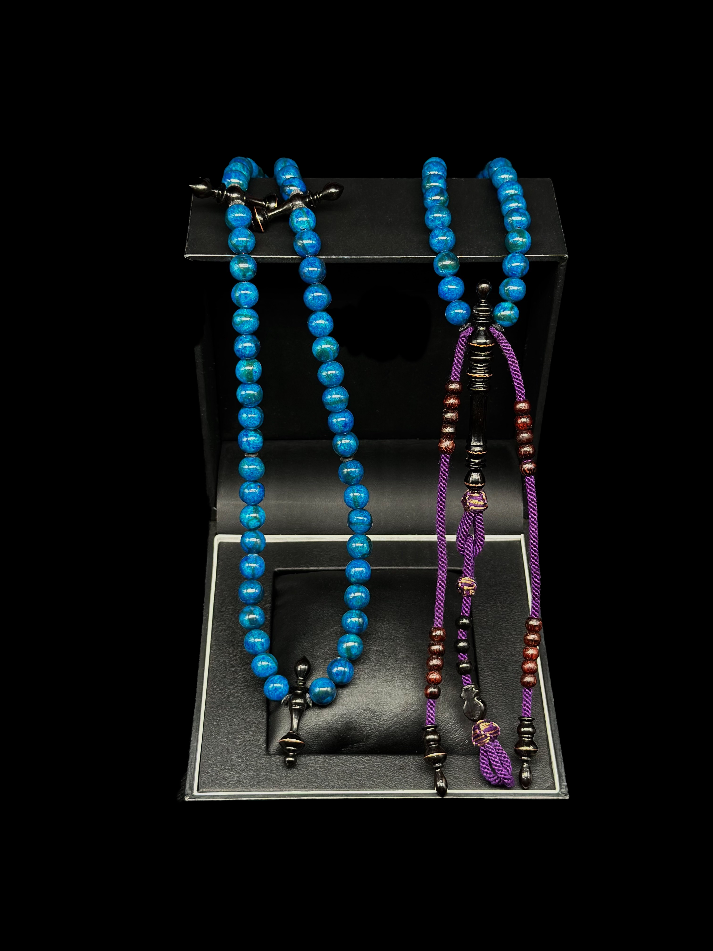 Blue Marjan x Ebony Tasbih With Prophetic Sandal