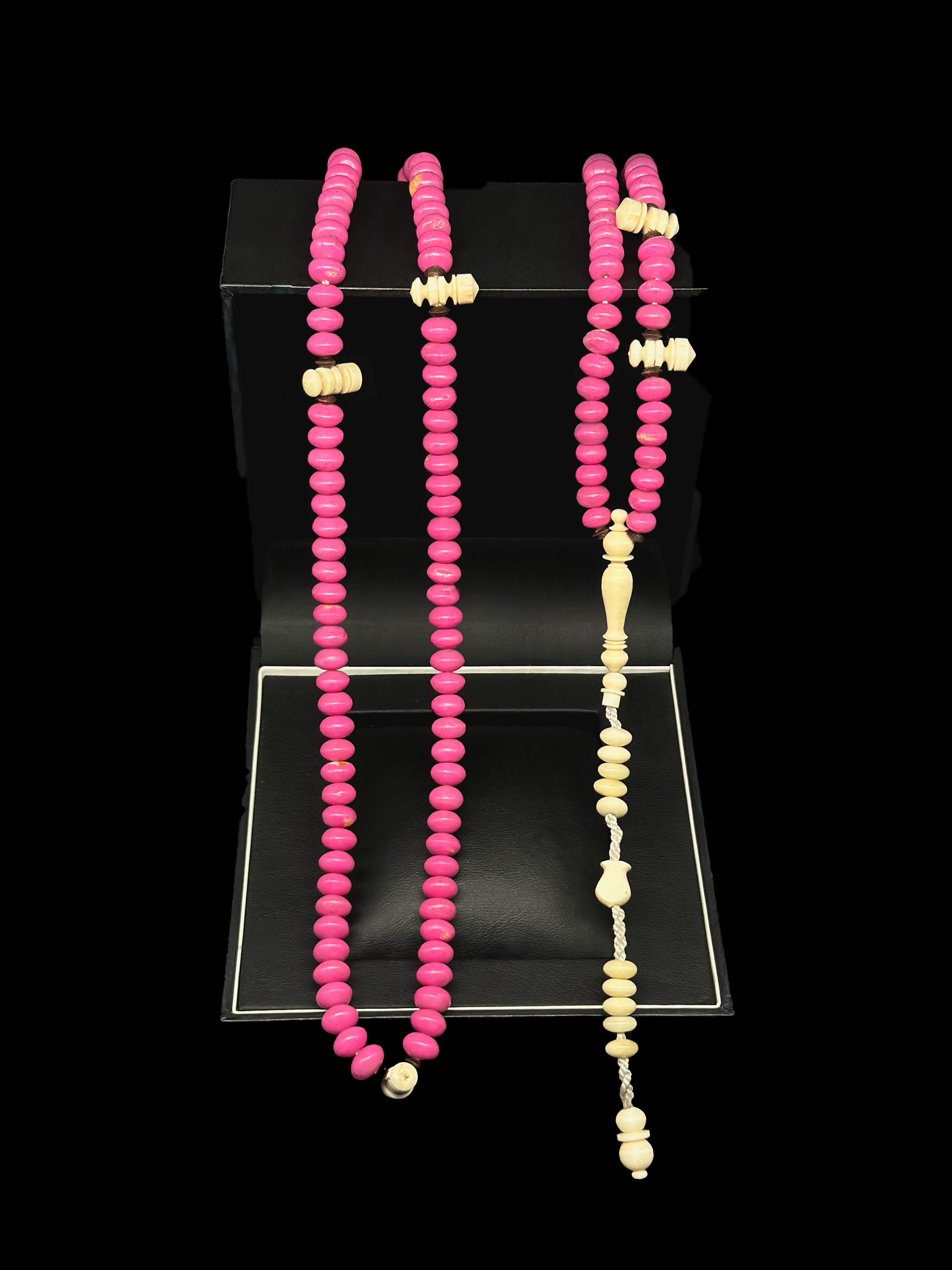 Pink Marjan x Cow Bone Tasbih 200 Beads With Prophetic Sandal