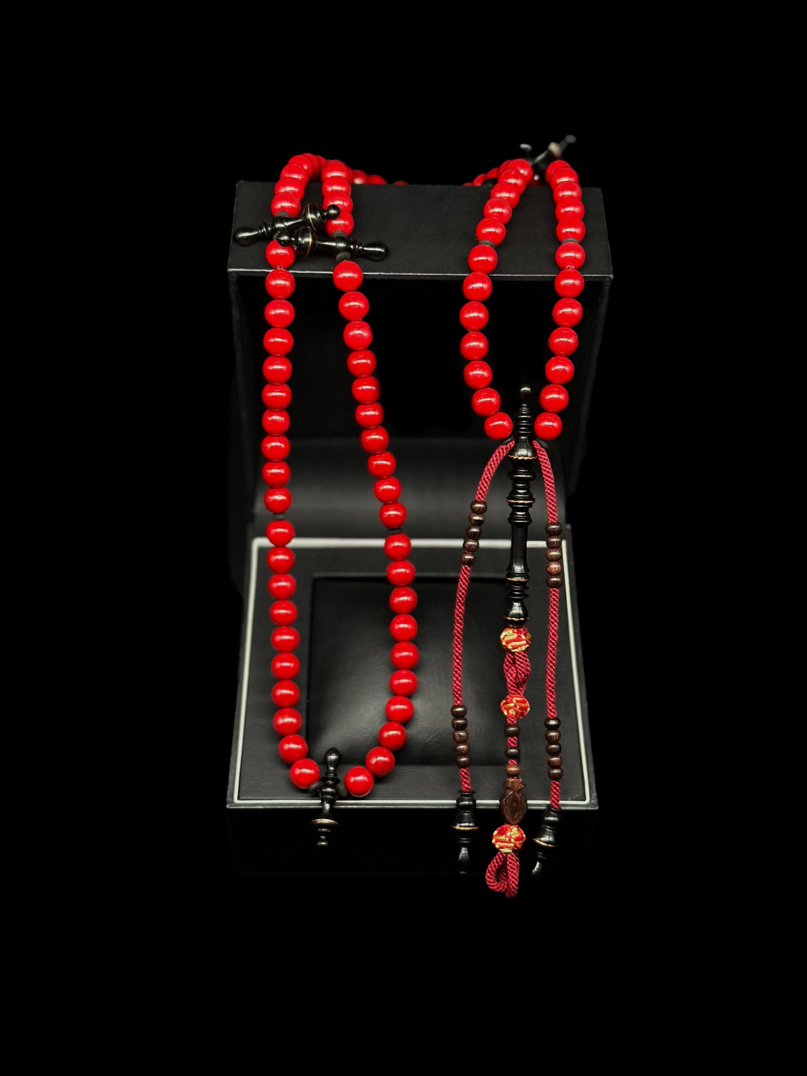 Red Marjan x Ebony Tasbih With Prophetic Sandal