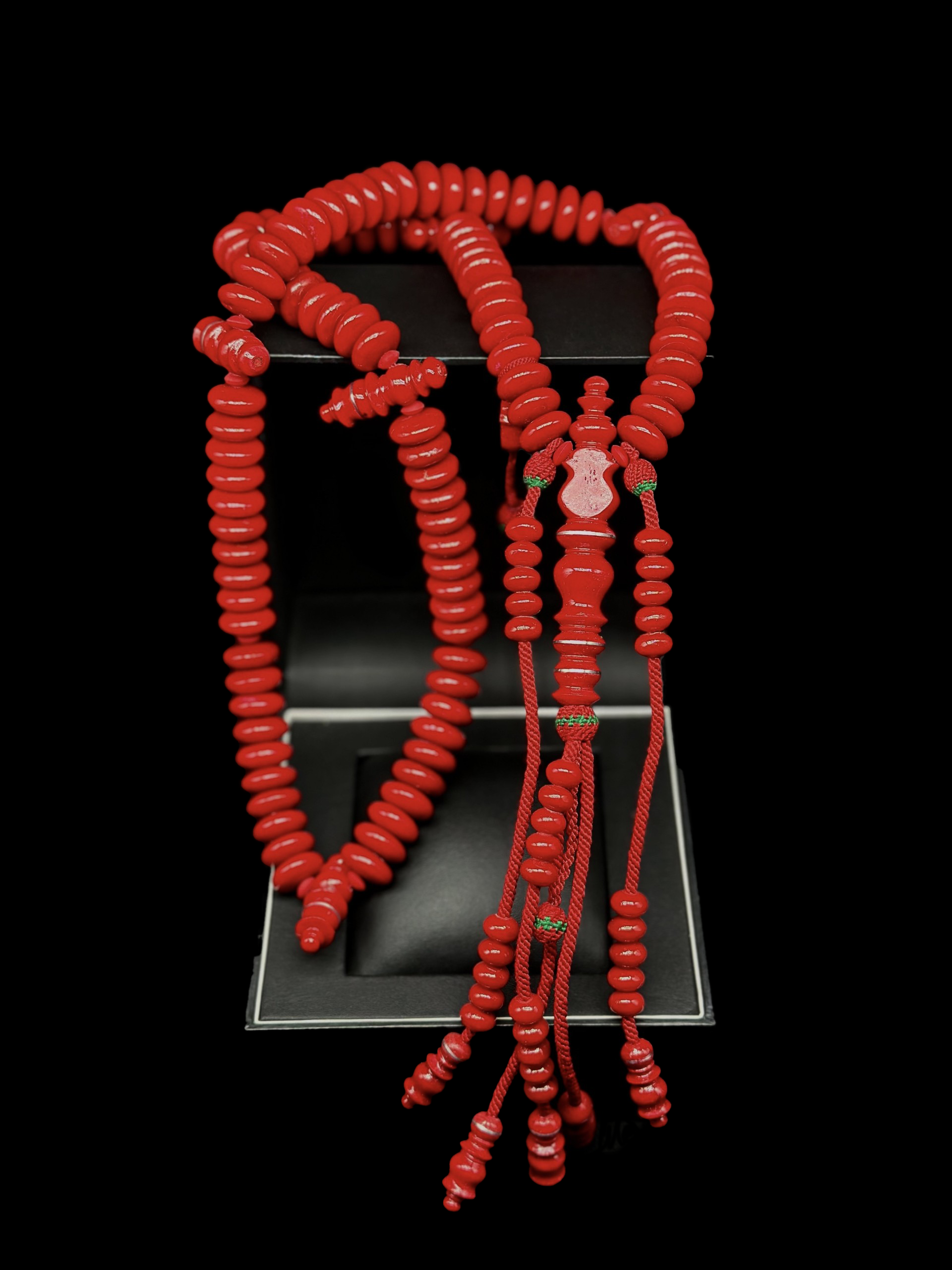 Full Red Marjan Tasbih With Prophetic Sandal