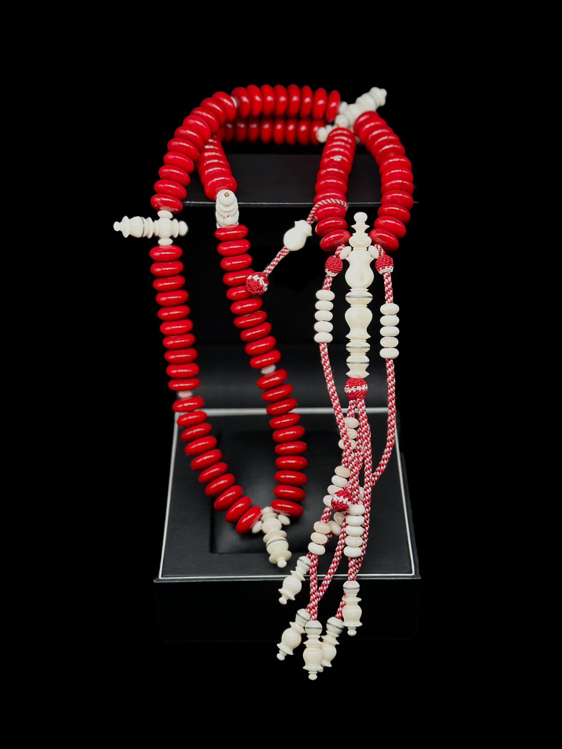 Red Marjan x Cow Bone Tasbih With Prophetic Sandal